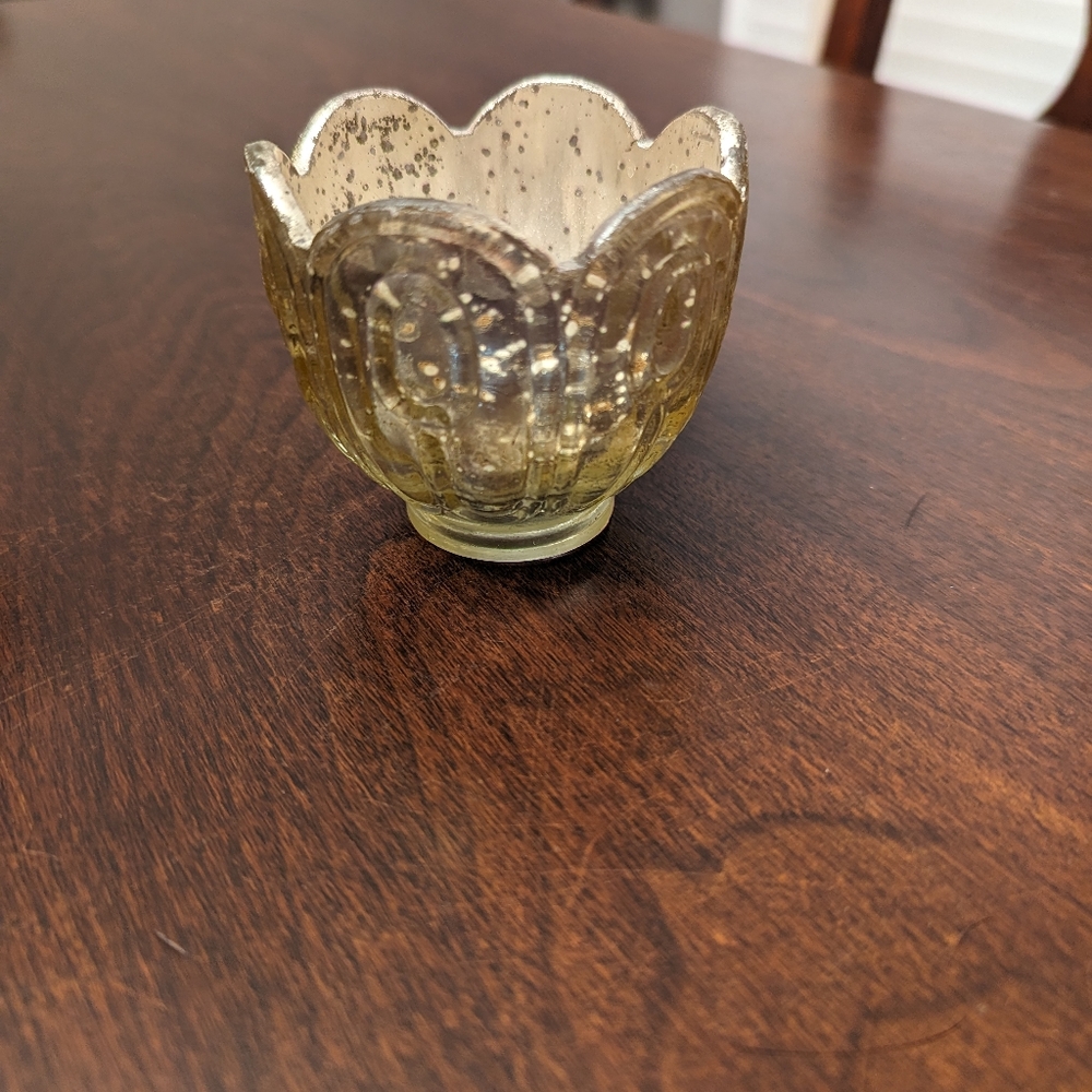 Scalloped Mercury Glass Votive Candle Holders Set of 7